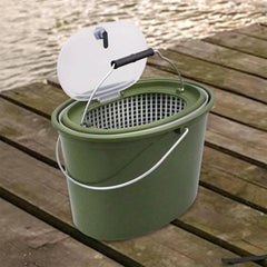 Portable Double Live Fish Bucket Breathable Fish Storage Container for Fishing - S