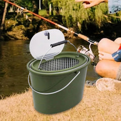 Portable Double Live Fish Bucket Breathable Fish Storage Container for Fishing - S