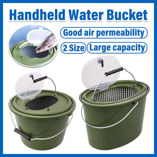 Portable Double Live Fish Bucket Breathable Fish Storage Container for Fishing - S
