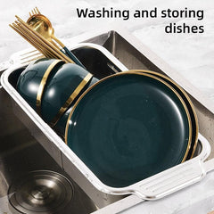 304 Stainless Steel Retractable Sink Drain Basket Kitchen Storage Rack Adjustable