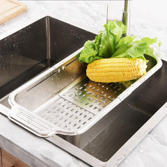 304 Stainless Steel Retractable Sink Drain Basket Kitchen Storage Rack Adjustable