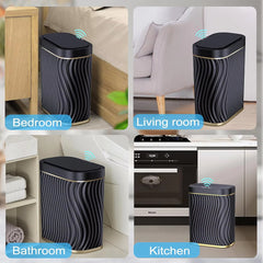 Sensor Trash Can 8L Narrow Black Smart Bin Touchless Bathroom Toilet Waste Bin