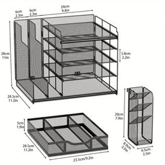Multi Layer Desktop File Rack Storage Organizer Black Plastic for Office Home
