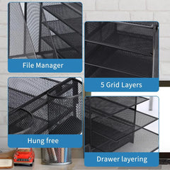 Multi-Tier Desktop Organizer File Holder Document Storage Rack Office Shelf