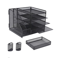 Multi-Tier Desktop Organizer File Holder Document Storage Rack Office Shelf