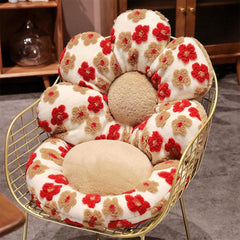 Cute Soft Seat Cushion Flower Shaped Lazy Sofa Pad for Office Chairs and Home Use - Red