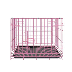 Metal Dog Crate Pet Cage with Divider for Puppies Cats Kennel Indoor Pet House - Large-Pink