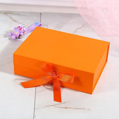 Elegant Ribbon Flip Folding Gift Boxes Multiple Colors High-Quality Cardboard - Pink