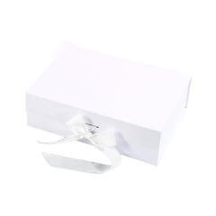 Elegant Ribbon Flip Folding Gift Boxes Multiple Colors High-Quality Cardboard - White