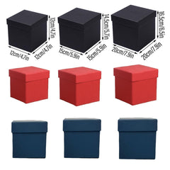 Square Gift Boxes 8pcs Empty Packaging Boxes for Favour Party Wedding Storage - Black-20x16.5cm