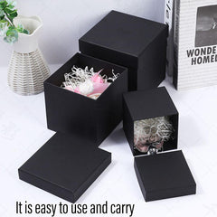 Square Gift Boxes 8pcs Empty Packaging Boxes for Favour Party Wedding Storage - Black-20x16.5cm