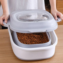 Large Capacity Pet Food Storage Box Foldable Design with Seal Lid - Grey