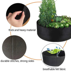 5x Felt Planting Bag Round Vegetable Garden Flower Seedling Grow Bags for Plants - Green-70*30cm