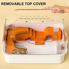 Acrylic Tunnel Hamster Cage Gold Wire Bite Proof Luxury Small Pet Habitat