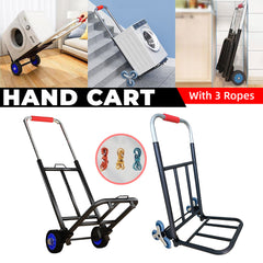 Folding Hand Trolley Heavy Duty Solid Wheel or Stair Climber Tri Wheel for Moving - Flat Ground