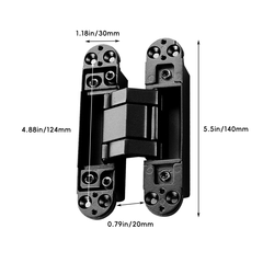 Hidden Invisible Door Hinge Concealed 3D Hinge Heavy Duty for Doors and Cabinets - Black