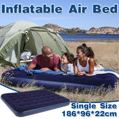 King Size Inflatable Airbed Easy Inflate Flocked Air Mattress Camping Guest Bed