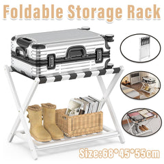 Foldable Luggage Rack Stand Portable Black Storage Shelf for Bedroom Travel