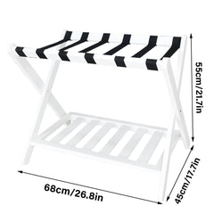 Foldable Luggage Rack Stand Portable Black Storage Shelf for Bedroom Travel