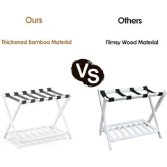 Foldable Luggage Rack Stand Portable Black Storage Shelf for Bedroom Travel