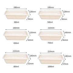 50pcs Eco Friendly Corn Starch Lunch Box Degradable Takeout Bento Container - 750ml