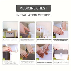 Large Capacity Medicine Cabinet Multi Layer Storage Box for Household First Aid - Blue