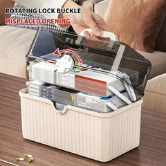 Large Capacity Medicine Cabinet Multi Layer Storage Box for Household First Aid - Blue