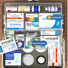 Large Capacity Medicine Cabinet Multi Layer Storage Box for Household First Aid - Blue