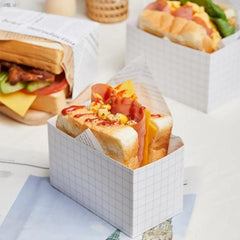 250PCS Sandwich Packaging Box Breakfast Hamburger Wrapping Box L Size - Kraft
