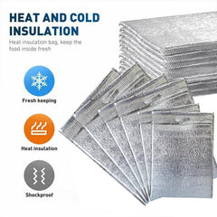 100Pcs Aluminum Foil Insulated Food Storage Bags for Thermal Cooling - 30*40CM-100PCS