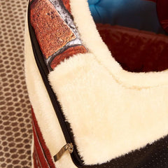 XL Size Pet House Kennel Soft Igloo Beds Cave Cat Puppy Bed Warm Cushion Fold - Brick