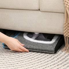 Foldable Pet Cat Calming Bed Hideaway Interactive House Nest Scratching Board - Dark Grey