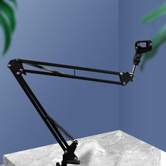 Microphone Suspension Boom Arm Desktop Stand Mic Holder Mount and Pop Filter - Mic Stand with Pop Filter
