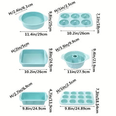6PCS Silicone Cake Mould Set Baking Pans Nonstick Cupcake Cookie Tools Reusable - Green