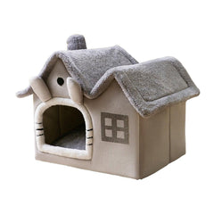 Removable Washable Pet House Four Seasons Cat Enclosed House - Grey-M