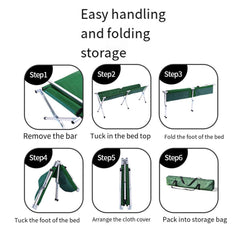 Portable Lightweight Folding Aluminum Camping Bed Ultra Light Outdoor Camp Bed - Green