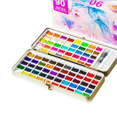 12-90 Watercolour Paint Set With Brush Painting Water Colour Kits - 90 Colours
