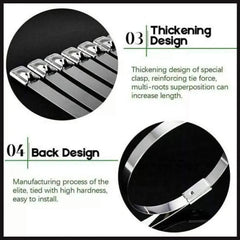 100x Stainless Steel Cable Ties SS304 Marine Grade Zip Strap Locking Wrap 100-800mm - 7.9*500mm