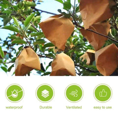 Paper Fruit Bags 100pcs Protective Bagging for Orchard Garden Harvest Storage