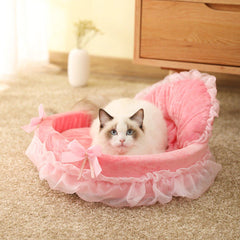 Princess Pet Kennel Soft Comfortable Cat and Dog Bed House for Small Pets - Grey