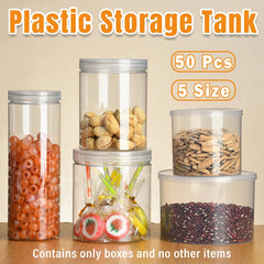 Wide Mouth Plastic Food Bottles 50pcs Transparent Sealed Storage Tanks Container - 8.5cm x 20cm