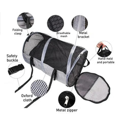 Foldable Pet Car Carrier Bag Breathable Travel Tent Portable Kennel for Transport - Grey