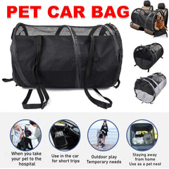 Foldable Pet Car Carrier Bag Breathable Travel Tent Portable Kennel for Transport - Grey