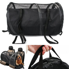 Foldable Pet Car Carrier Bag Breathable Travel Tent Portable Kennel for Transport - Grey