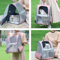 Large Foldable Breathable Portable Cat Dog Bag Outdoor Shoulder Pet Backpack - Blue