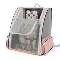 Large Foldable Breathable Portable Cat Dog Bag Outdoor Shoulder Pet Backpack - Pink