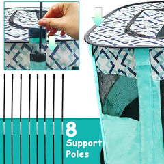 Foldable Cat Dog Kennel Pet Delivery Cage Portable Pet Fence Tent - Purple-L