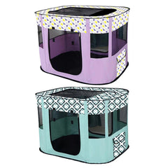 Foldable Cat Dog Kennel Pet Delivery Cage Portable Pet Fence Tent - Purple-L