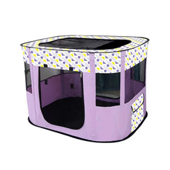 Foldable Cat Dog Kennel Pet Delivery Cage Portable Pet Fence Tent - Purple-M