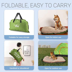Portable Folding Pet Kennel Zippered Outdoor Dog Bed Travel Mat Waterproof - Blue Orange